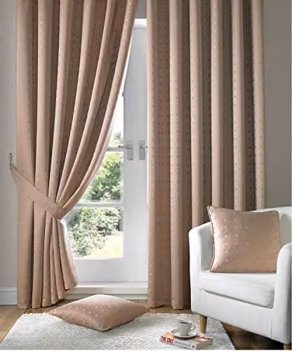 Ideal Textiles Beige Pencil Pleat Taped Top Curtains