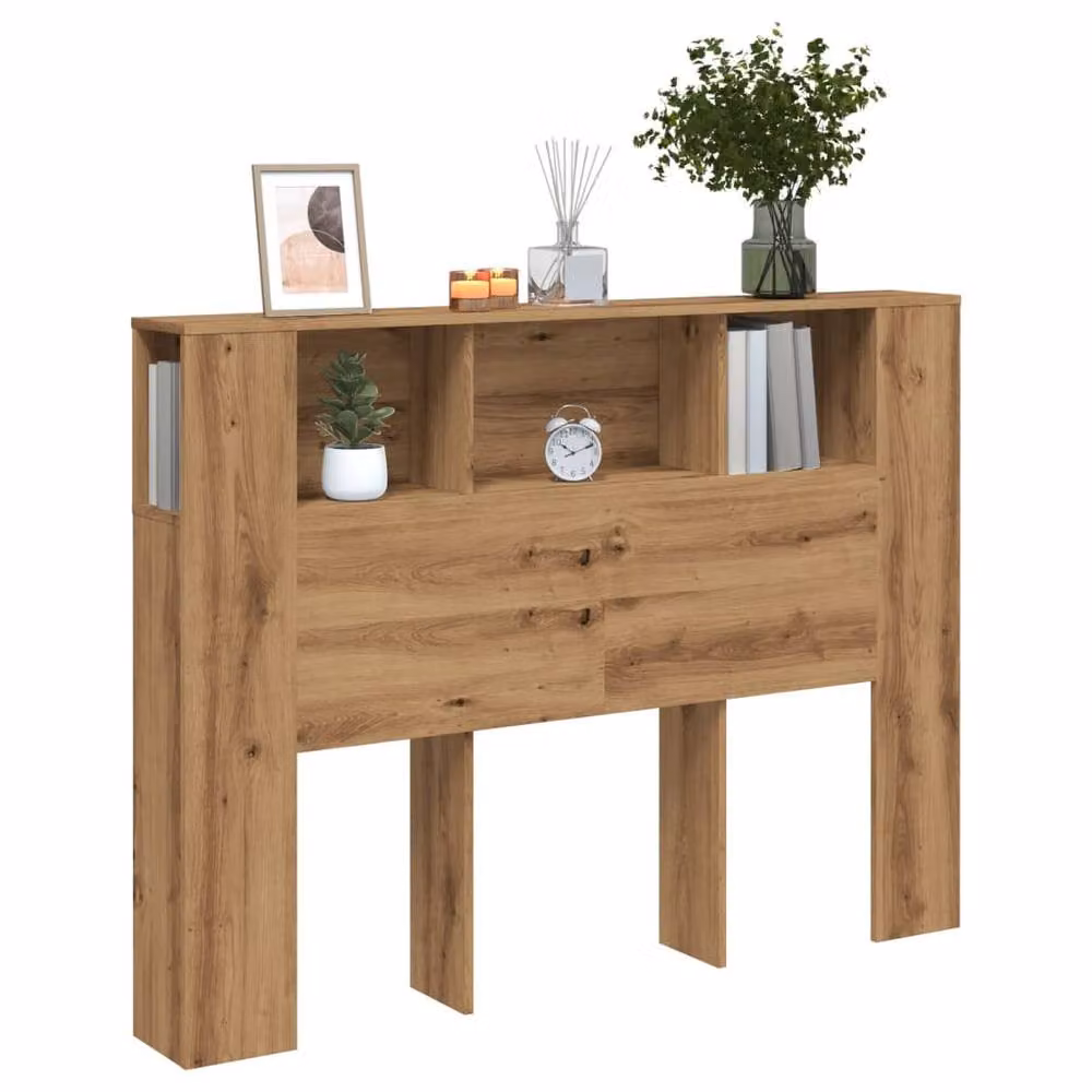 Berkfield Home Artisan Oak Headboard Cabinet in Brown, W: 140 cm, D: 18.5 cm, H: 102.5 cm – 2