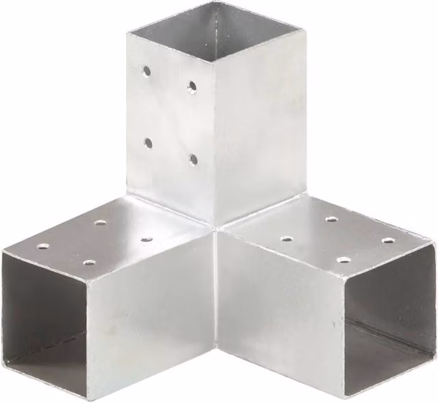 Berkfield Home Y Shape Post Connector in Galvanised Silver Steel, 71 x 71 mm – 1