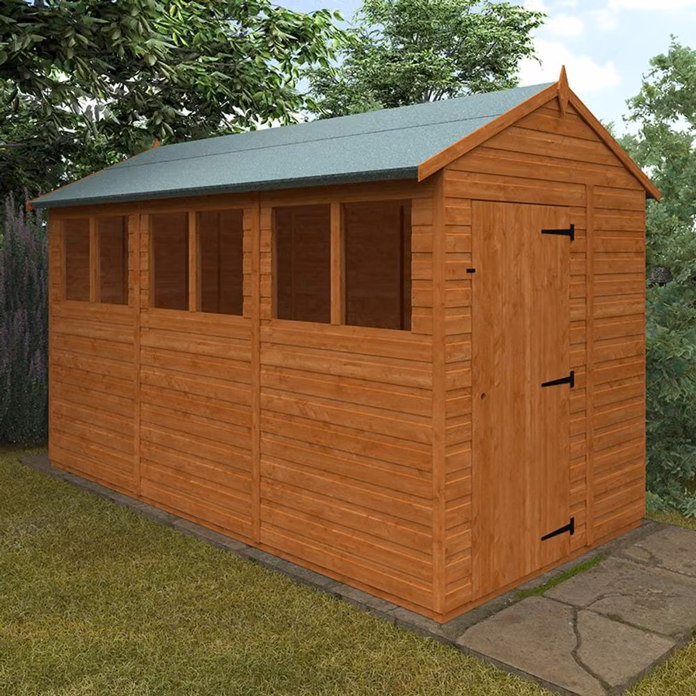 Buttercup Farm 12x6 Flex Apex Gable Wooden Play House in Burnt Orange and Grey, W175 x D353.8 x H213.5 cm – 2