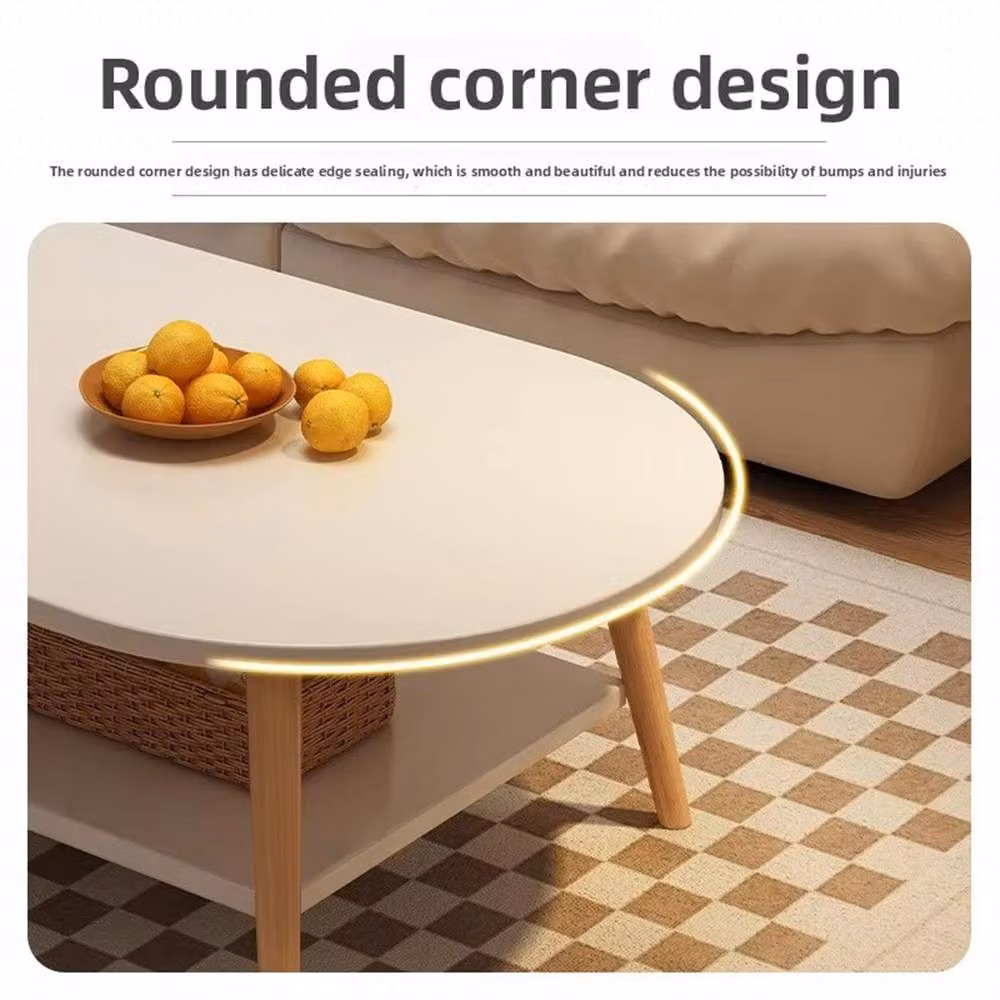 FORGEVIO Modern Oval Double-Layer Coffee Table in White – 4