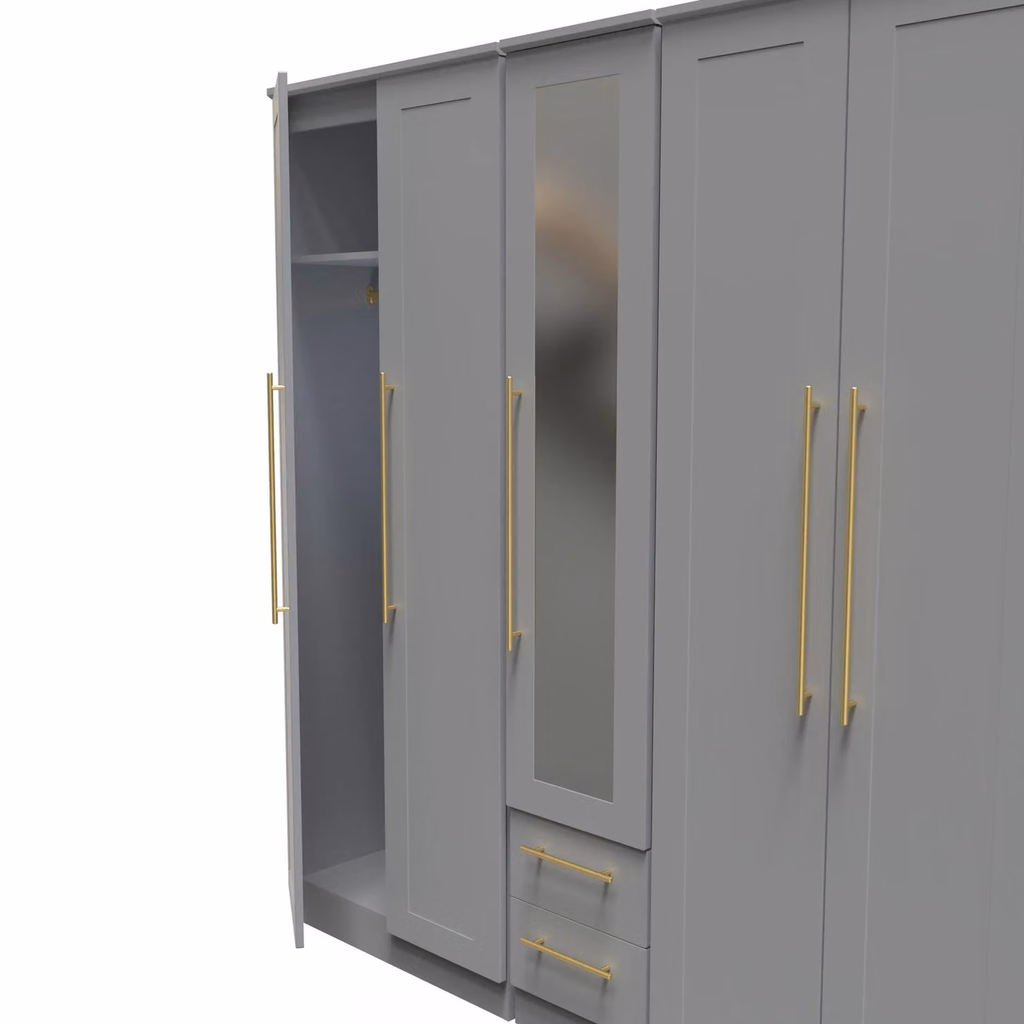 2 U Helmsley Ready Assembled Tall 5 Door 2 Drawer Mirror Wardrobe in Dark Grey – 3
