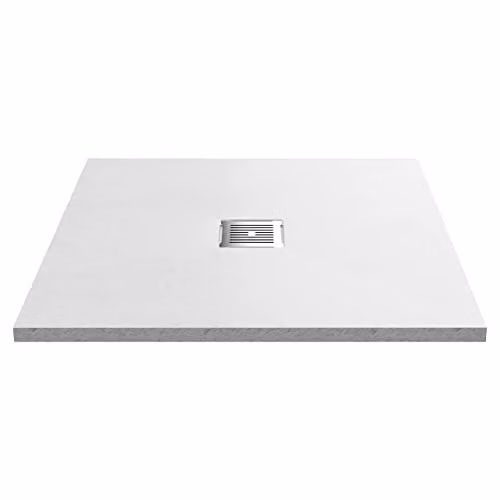 nuie NLT61010 Modern Slimline Square Bathroom Shower Tray, W x W: 90 x 90 cm, White