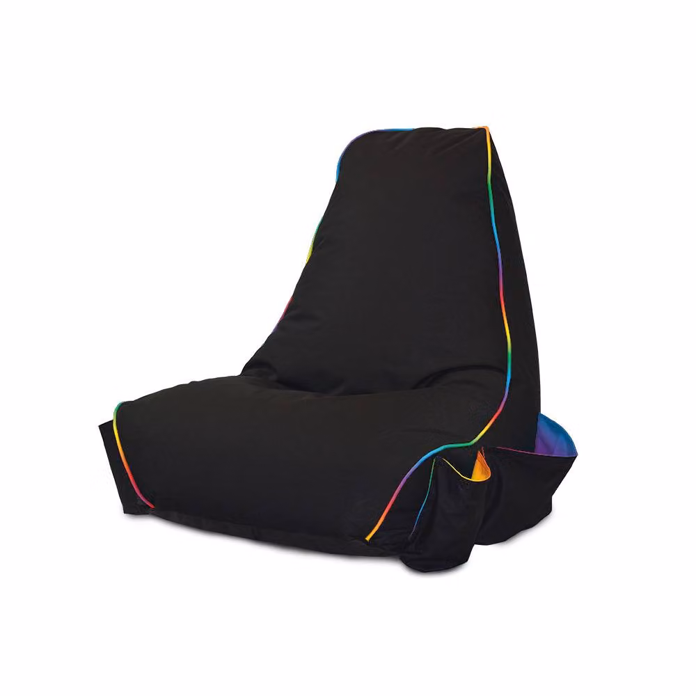 rucomfy Kids Gaming Bean Bag Chair in Black and Multicolour with Water-Repellent Removable Fabric Cover – 4