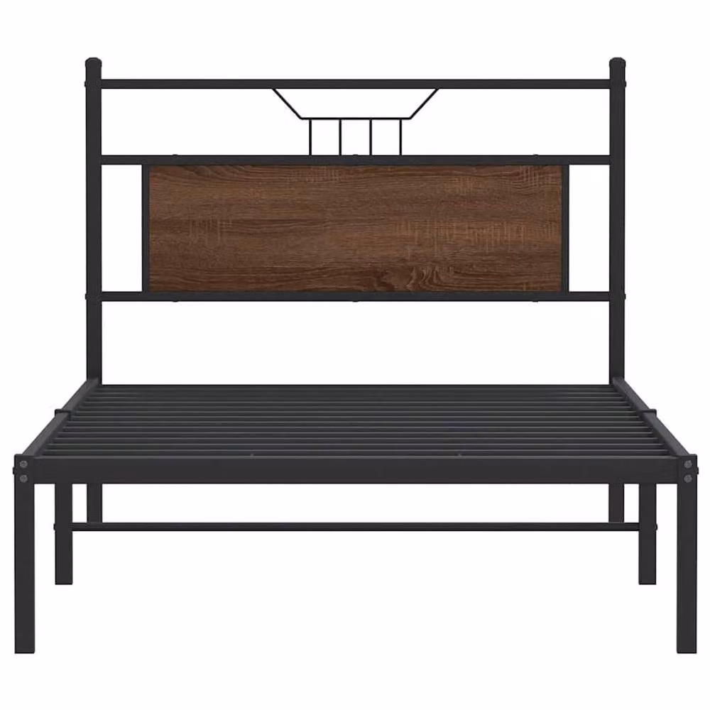 Berkfield Home Brown Oak Bed Frame in Engineered Wood, W/D/H: 100 x 200 cm – 3