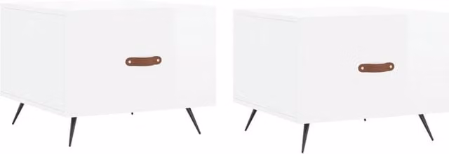 Berkfield Home Set of 2 High Gloss White Square Coffee Tables, W/D/H: 50 x 50 x 40 cm