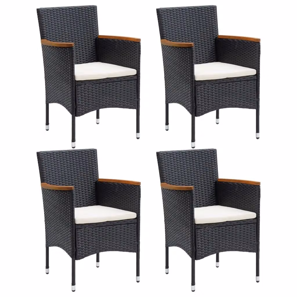 Berkfield Home 5 Piece Modern Garden Dining Set with Cushions in Black Acacia Wood and Steel – 1