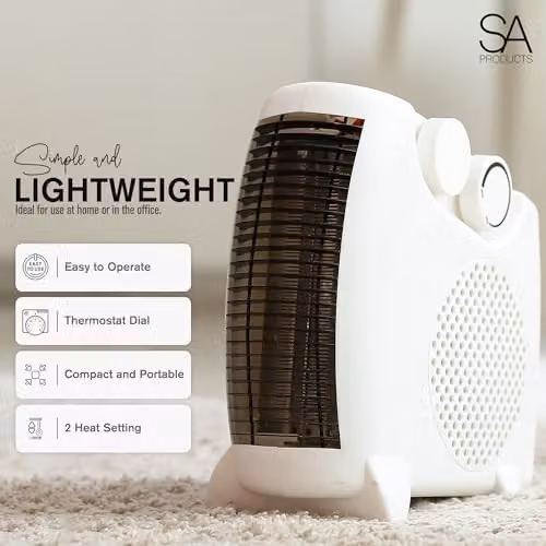 Tanness Freestanding Fan Heater with Thermostat and Frost Protection, White – 2