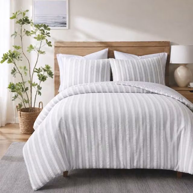 Ezysleep Woven Waffle Duvet Cover Set in Grey, 200 x 200 cm