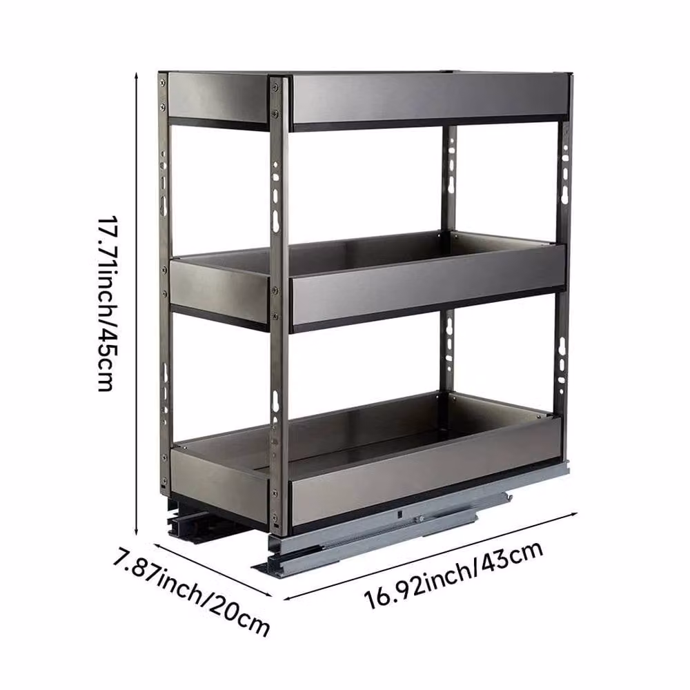 PAWNORA Silver Aluminum Pull Out Kitchen Basket, Width: 20 cm – 1
