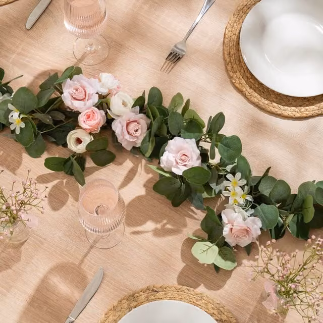 Scottish Everlastings Ltd Pink Mixed Floral Vintage Garland in Green, 150 cm – 1