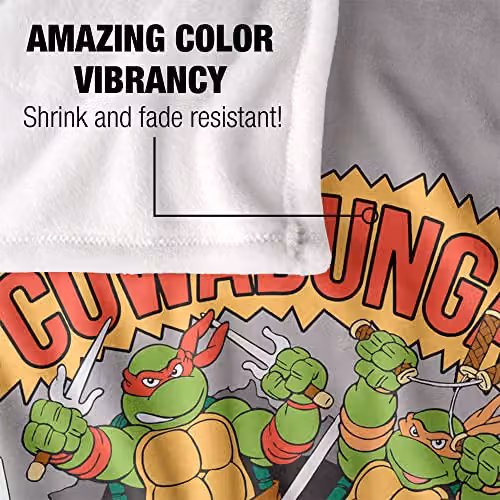 LOGOVISION Teenage Mutant Ninja Turtles TMNT Cowabunga Dude Super Soft Microfibre Fleece Throw Blanket, White, W/D/H: 152 x 127 cm – 3