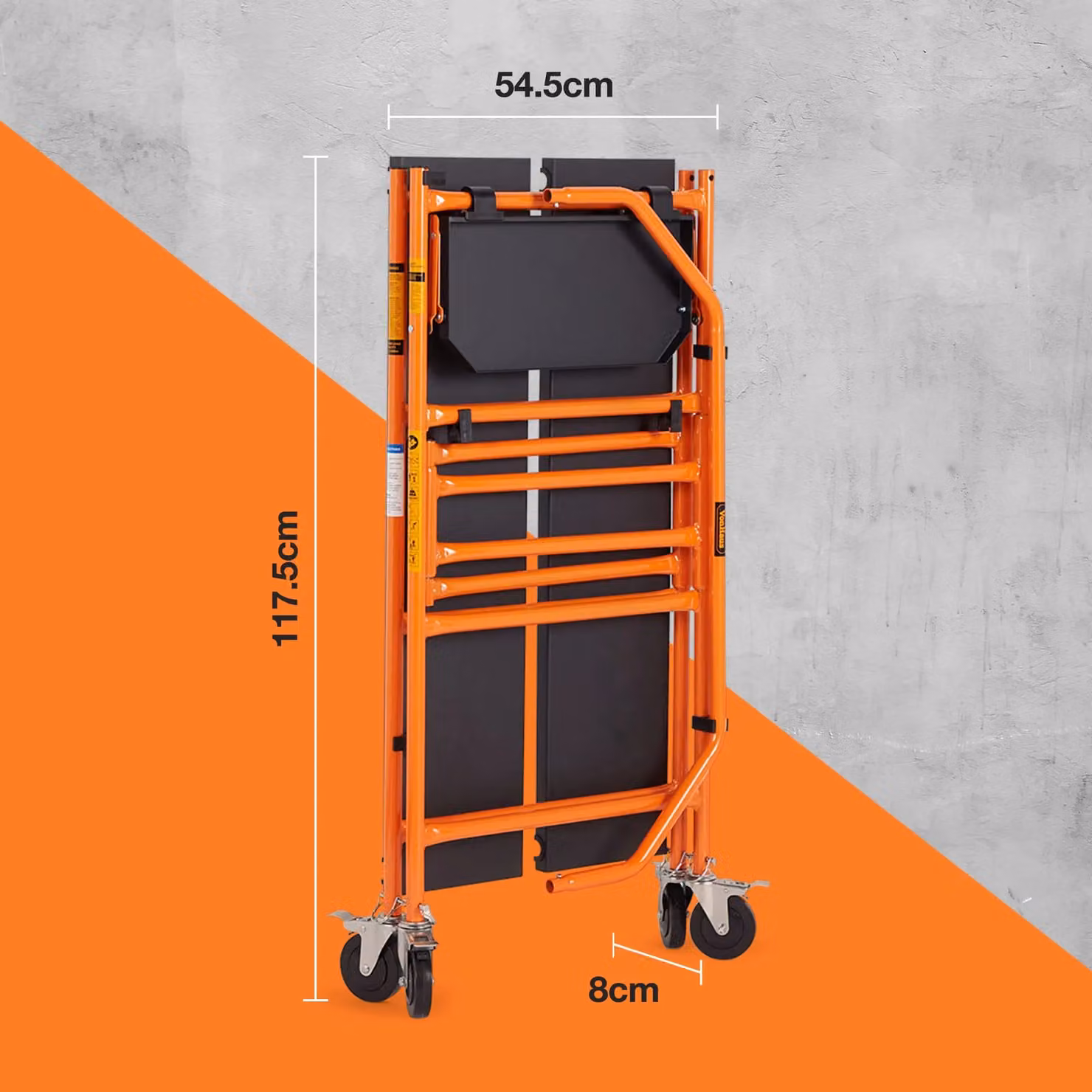 VonHaus Steel Mobile Work Platform in Orange with 225kg Capacity – 5