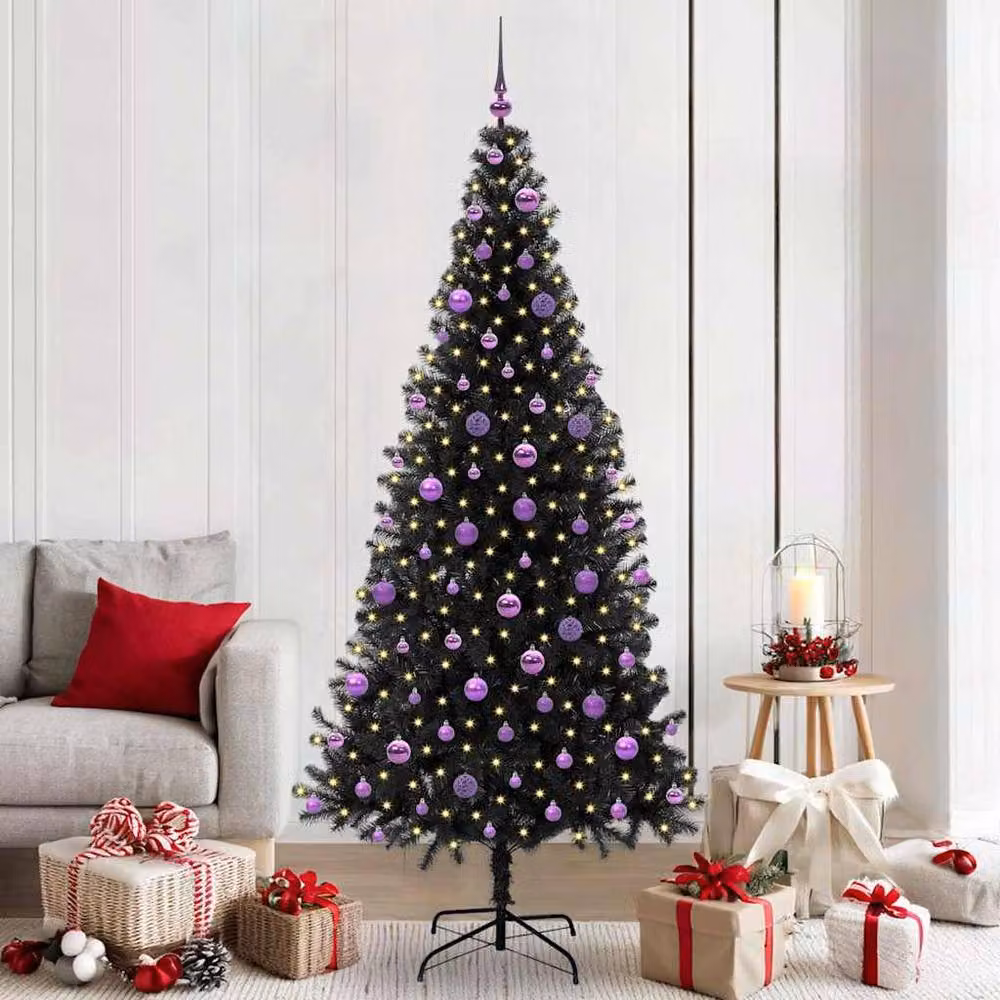 Berkfield Home Lush Christmas Tree with 300 LEDs and Stand, Black, Height: 210 cm – 2