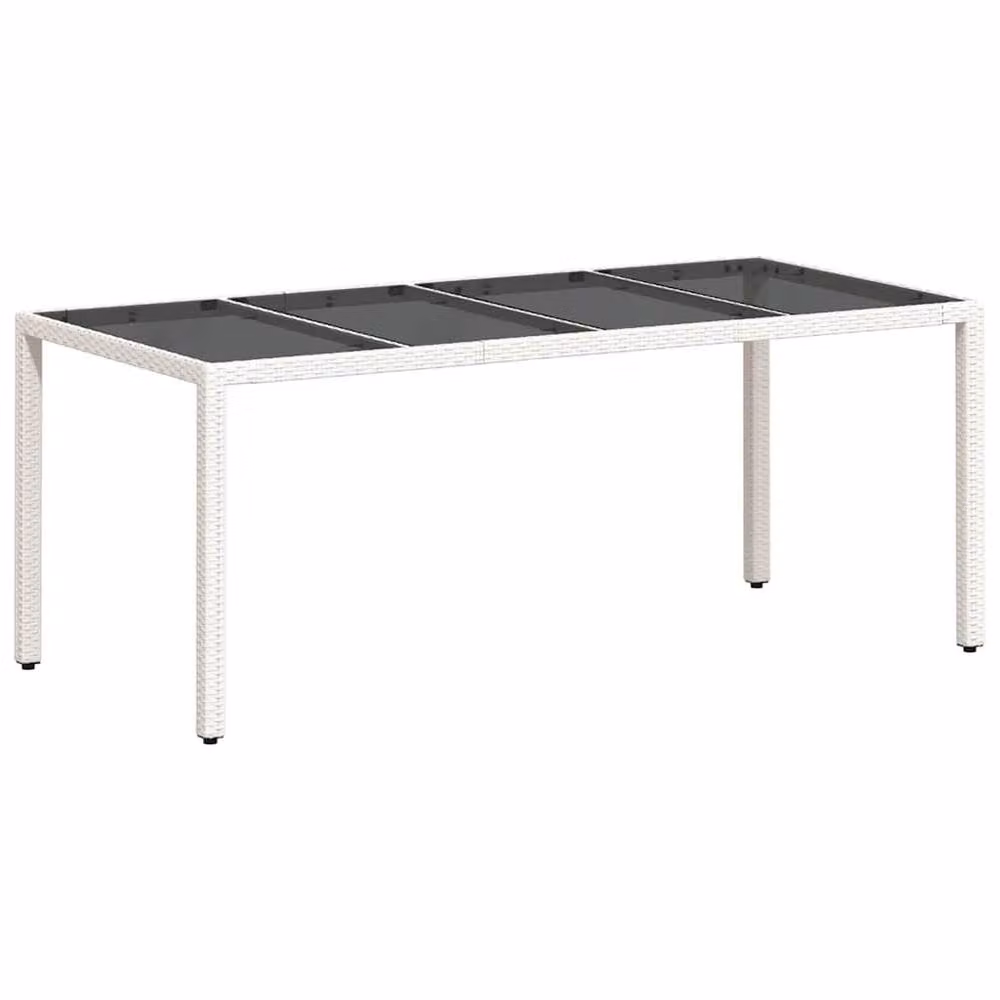 Berkfield Home Extendable White Poly Rattan Garden Table with Glass Top W/D/H: 190 x 90 x 75 cm – 2