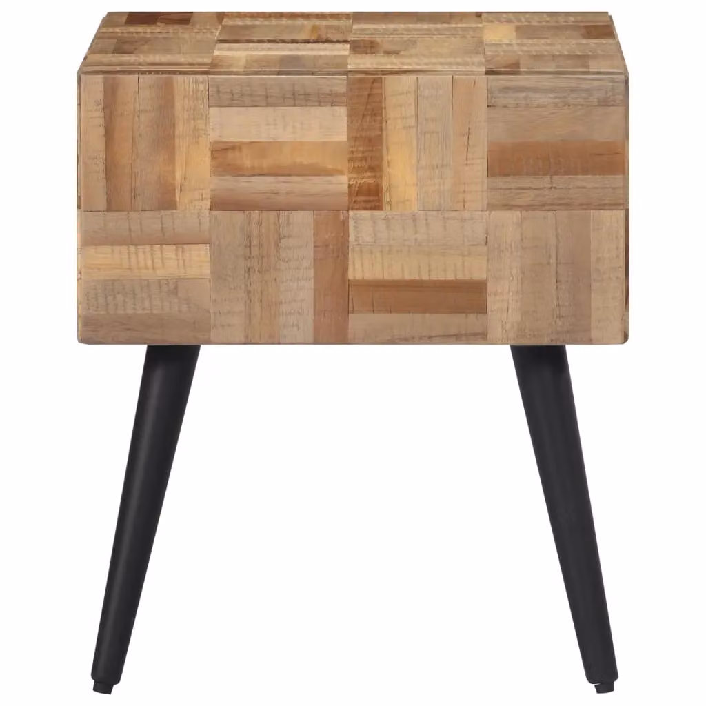 Berkfield Home Modern Square Side Table in Grey and Brown Reclaimed Teak Wood, W/D/H: 40 x 40 x 45 cm – 2