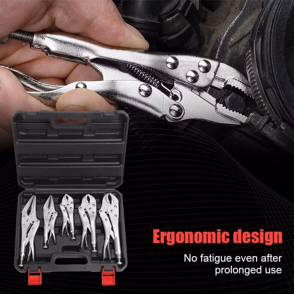 FLAVORA 5-Piece Heavy Duty Locking Plier Mole Grip Tool Set in Silver – 6