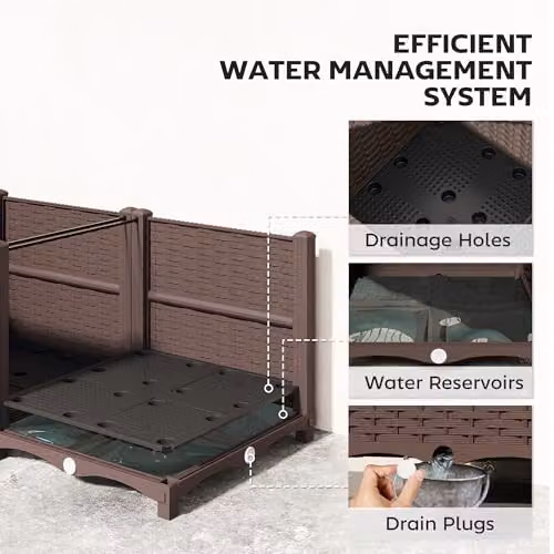 Outsunny Brown Plastic Raised Garden Bed with Legs and Drainage Holes W/D/H: 80 x 40 x 37 cm – 4