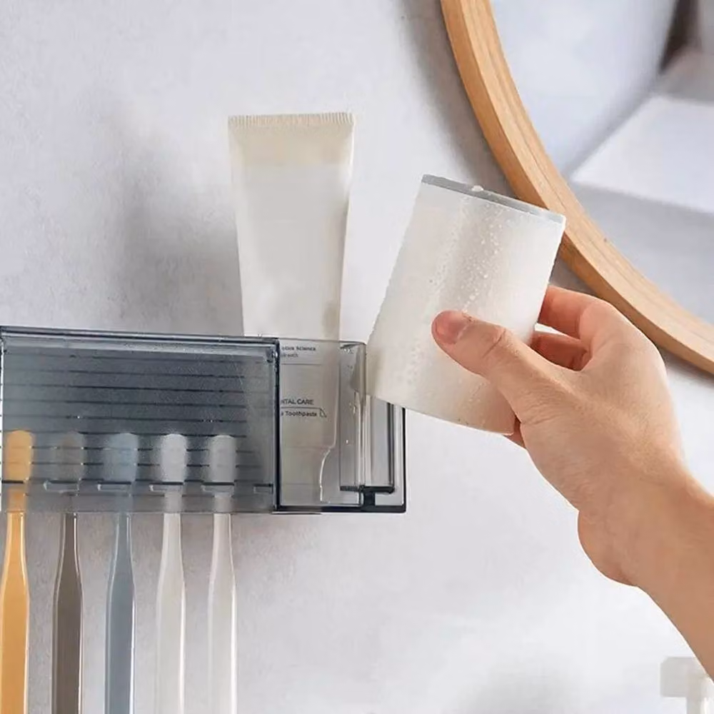 Kelvenix Grey Wall Mounted Plastic Toothbrush and Toothpaste Holder – 2