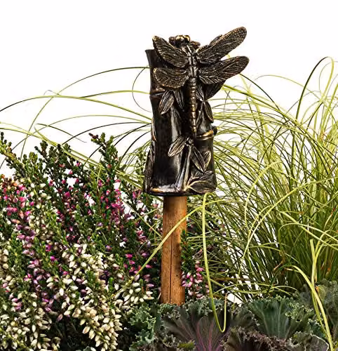 Jardinopia Dragonfly Stake Topper in Bronze, W5.5 x D5.5 x H8 cm