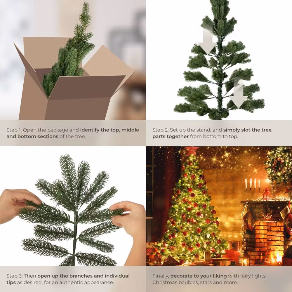 tectake Green Freestanding Christmas Tree, Height: 140 cm – 4