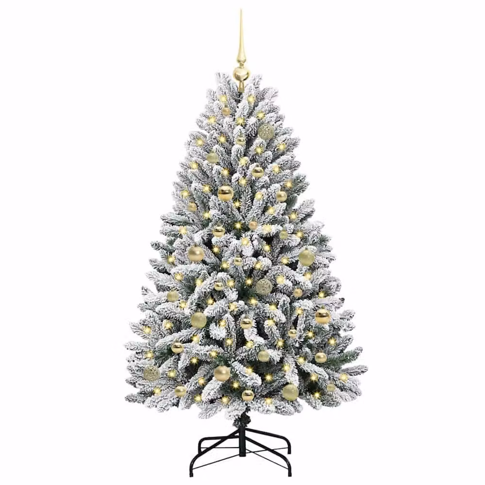 Berkfield Home Artificial Christmas Tree in Green and White, Height: 150 cm – 3