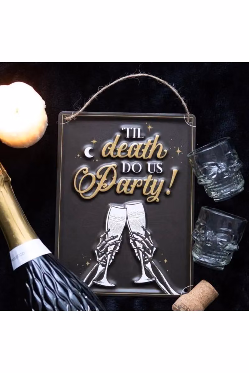 KDMD Til Death Do Us Party Champagne Hanging Metal Sign in Brown – 7