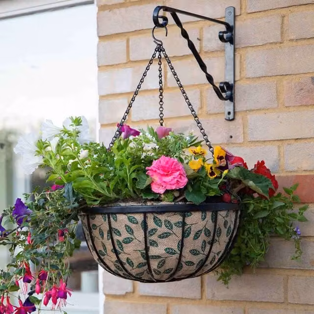 Gardman Coco Printed Hanging Basket Liner with Leaves in Brown and Multicolour, Diameter: 30.48 cm