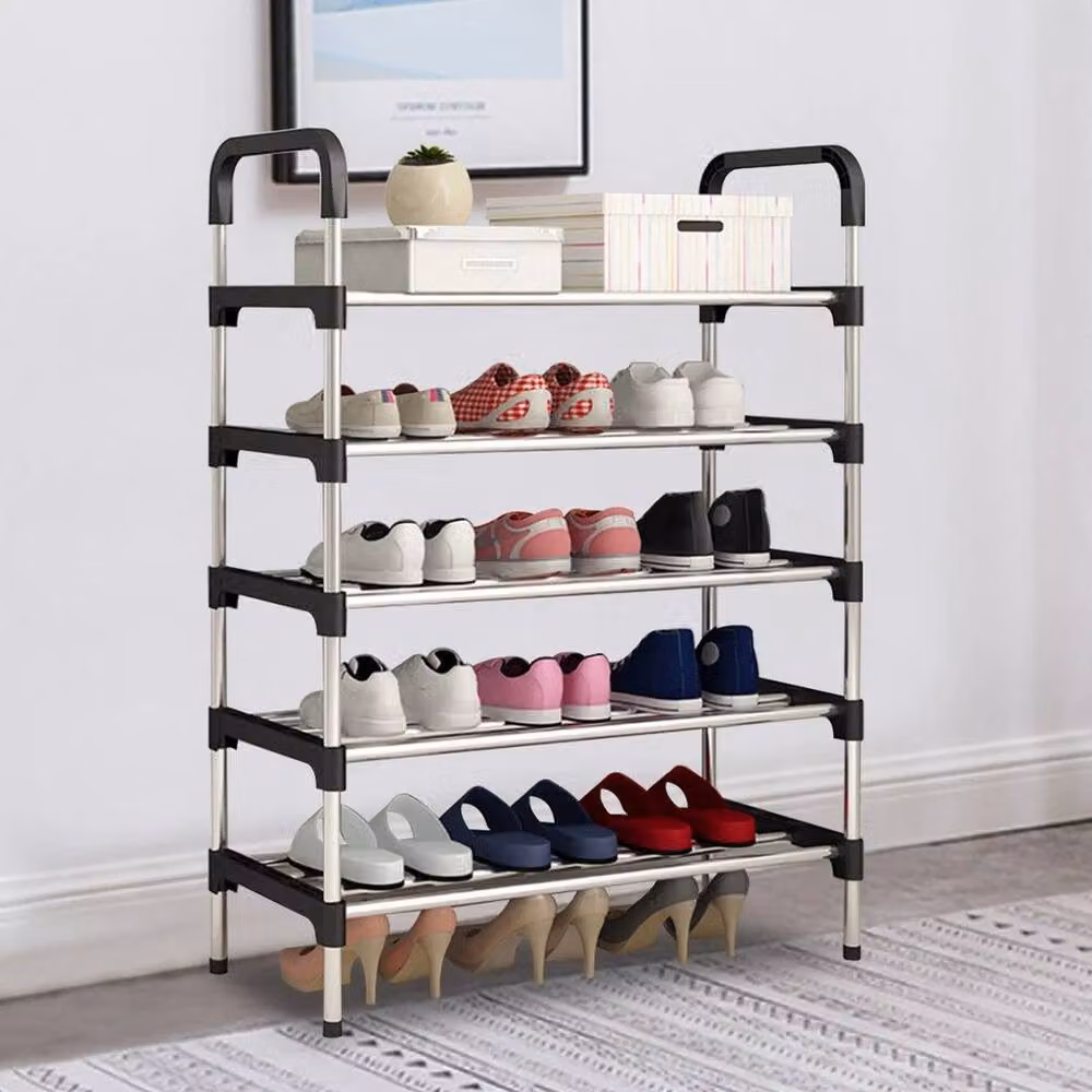 EONLION Black Metal 5-Tier Freestanding Shoe Rack, Width: 50 cm, Depth: 50 cm, Height: 95 cm – 3
