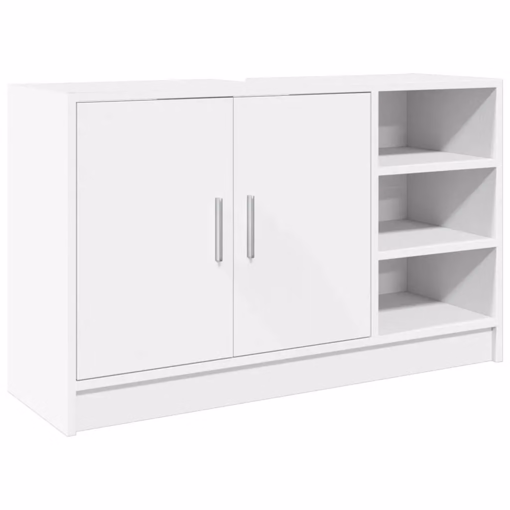 Berkfield Home White Modern Matt Bathroom Sink Cabinet W/D/H: 90 x 29 x 55 cm