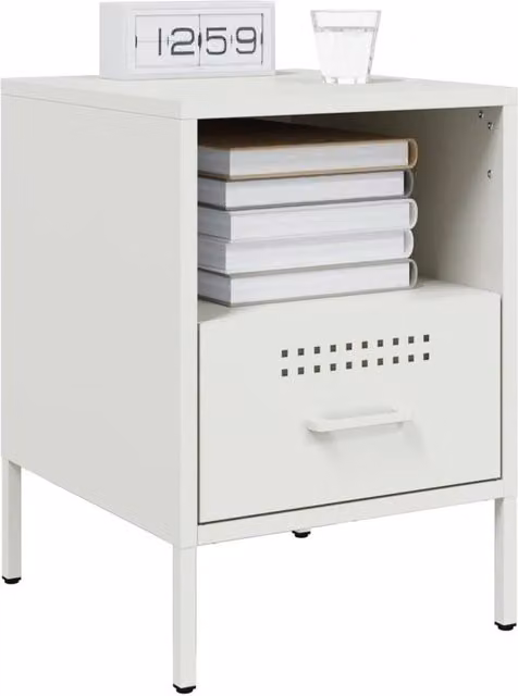 Berkfield Home Sturdy Metal Bedside Cabinets, 2 Pack, White, W/D/H: 36 x 39 x 50.5 cm – 1