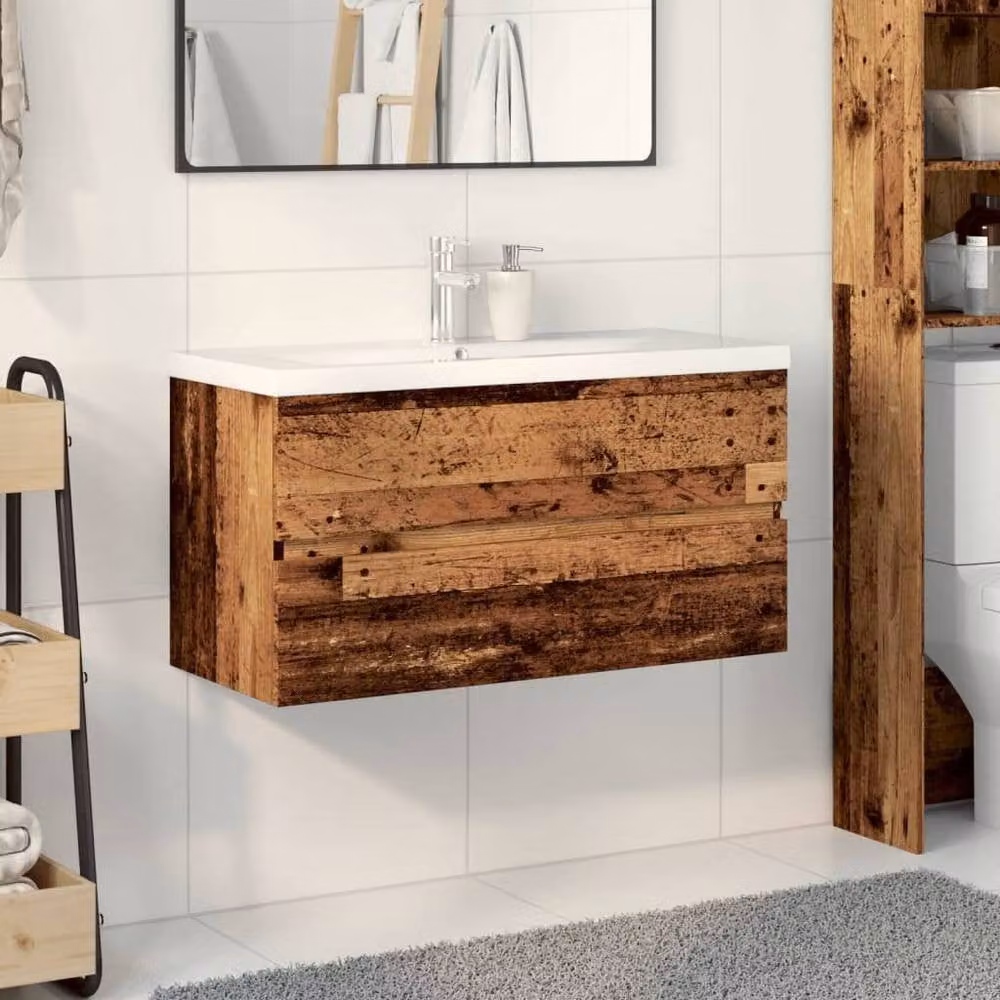 Berkfield Home Sink Cabinet with Built-in Basin in Old Wood Brown – 3