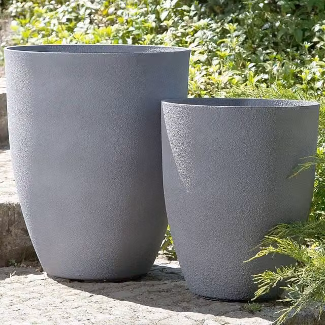 Wyld and Coco Grey Fibre Clay Planter Tub, W: 43 cm, D: 43 cm, H: 52 cm