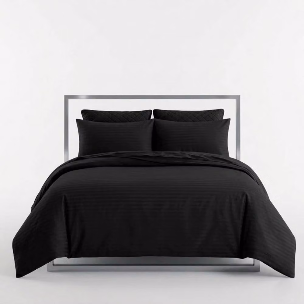 Snug City Luxury Satin Stripe Duvet Cover Set, Black, Cotton Rich T250, 200 x 200 cm – 2