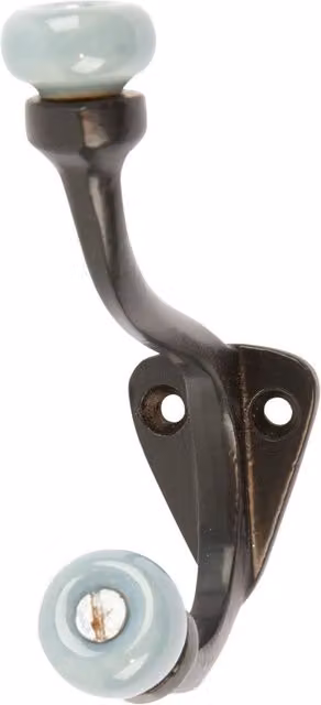 Hammer and Tongs Grey and Black Ceramic and Iron Wall Hook