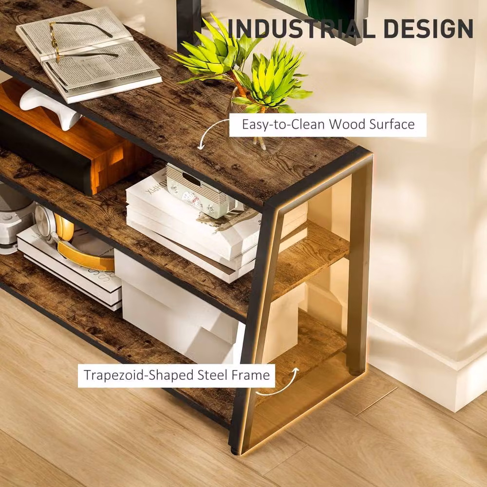 Wyld Haus Avaden Industrial TV Stand in Brown and Black with 35 Degree Swivel Mount – 5