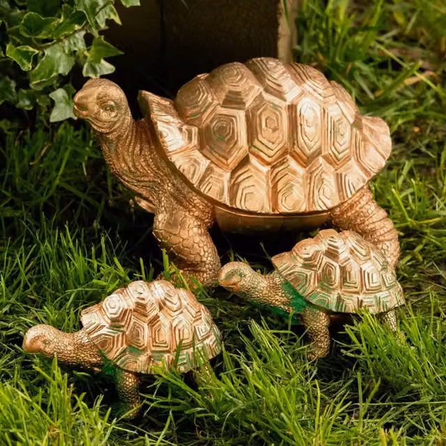 Garden Mile Bronze Tortoise Family Metal Garden Ornaments