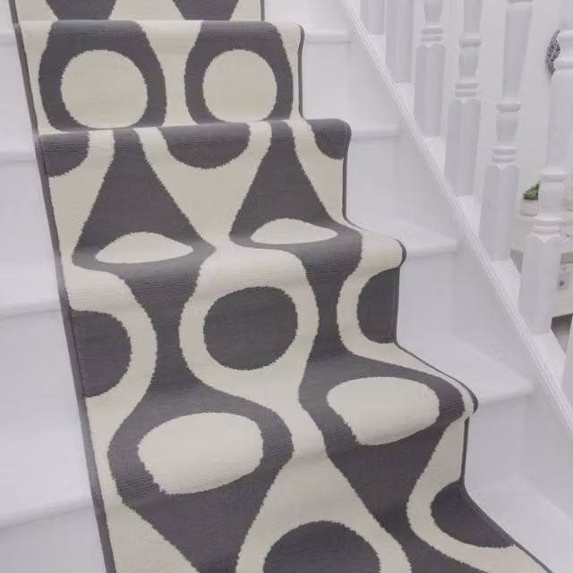 runrug Pop Stair Runner Carpet in Cream, W: 60 cm x L: 660 cm – 1