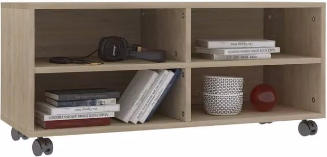 Berkfield Home Sonoma Oak TV Cabinet in Brown with Castors, W/D/H: 90 x 35 x 35 cm – 1