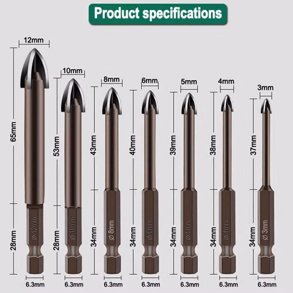 SPETLEK 7-Piece Multi-Material Masonry Tile Drill Bit Set in Brown – 3