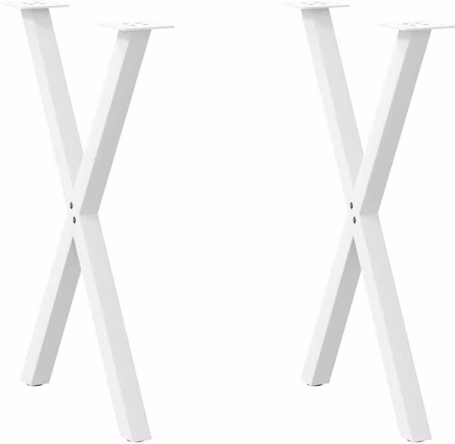 Berkfield Home X-Shaped Dining Table Legs, 2 Piece Steel Set, White, W: 50 cm, H: 72.5 cm