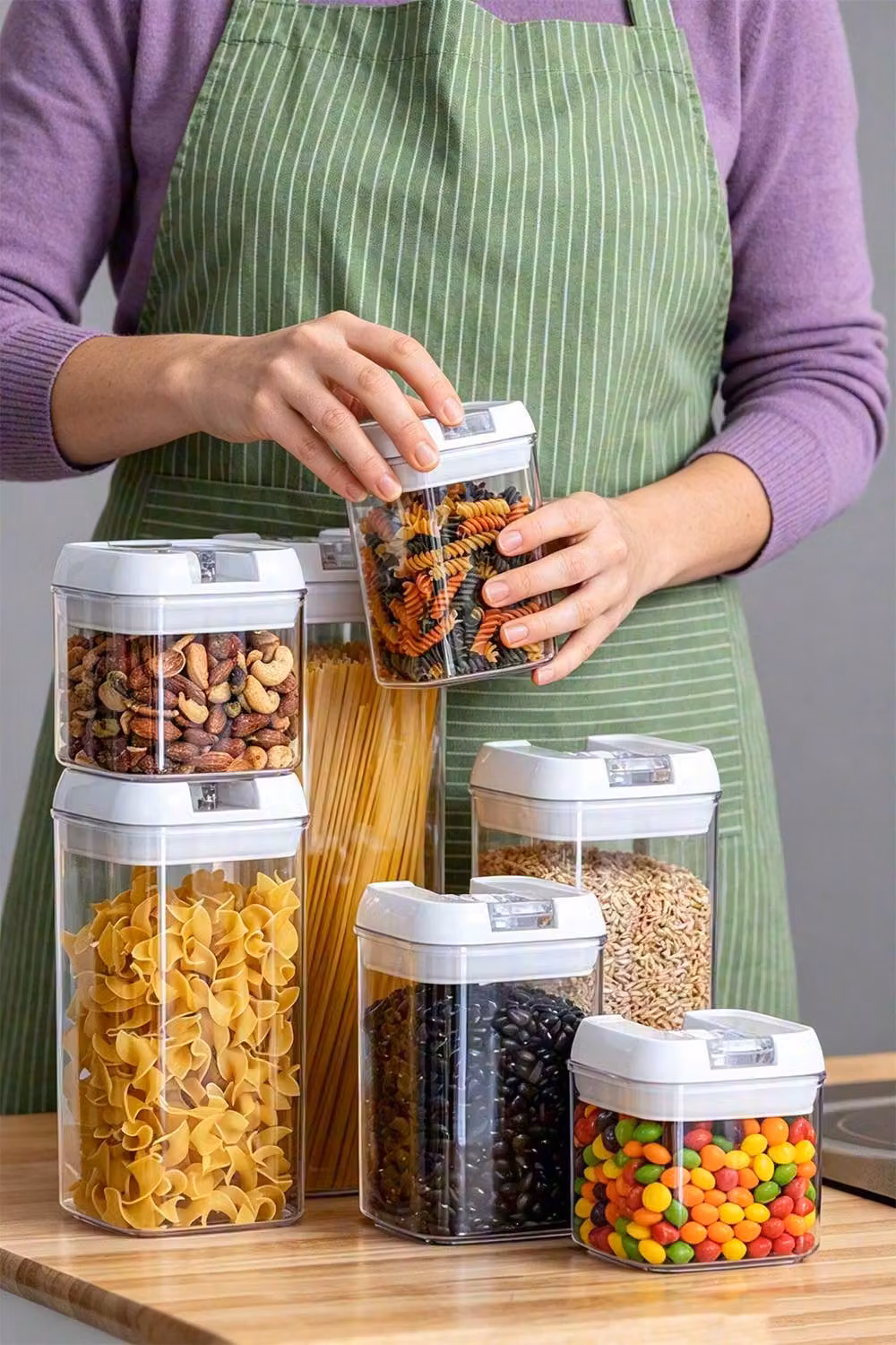 ExtraStar 7-Piece Airtight Plastic Food Storage Container Set with Leakproof Clip Lids in White – 2