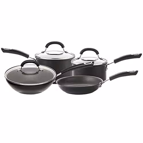 Circulon Total Hard Anodised 4 Piece Black Aluminium Saucepan Set