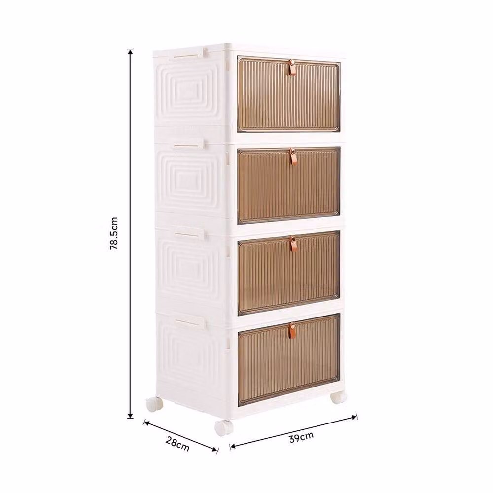 Kelvenix 4-Tier Slim Plastic Storage Drawer Box in White, W: 39 cm, D: 28 cm, H: 78.5 cm – 2