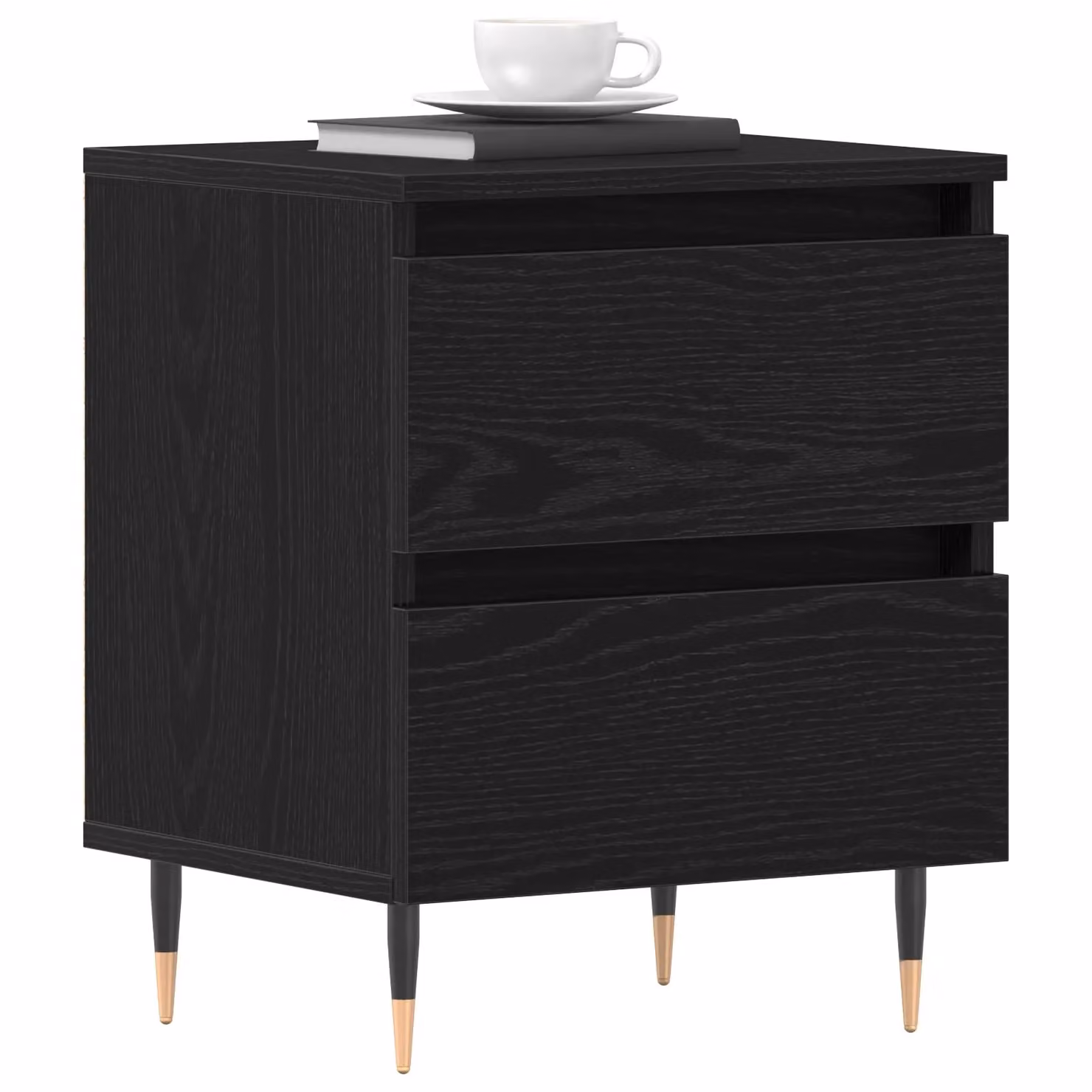 Berkfield Home Set of 2 Black Oak Bedside Cabinets, W/D/H: 40 x 35 x 50 cm – 3