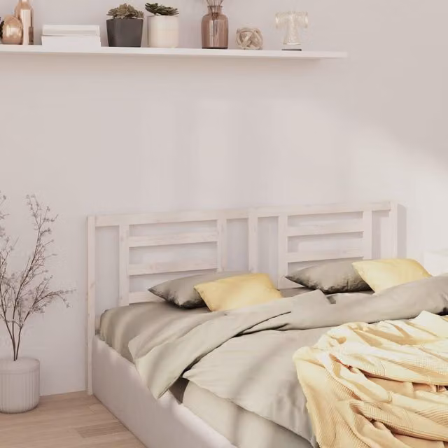 Berkfield Home White Solid Pine Wood Rustic Bed Headboard, W: 186 cm, D: 4 cm, H: 100 cm