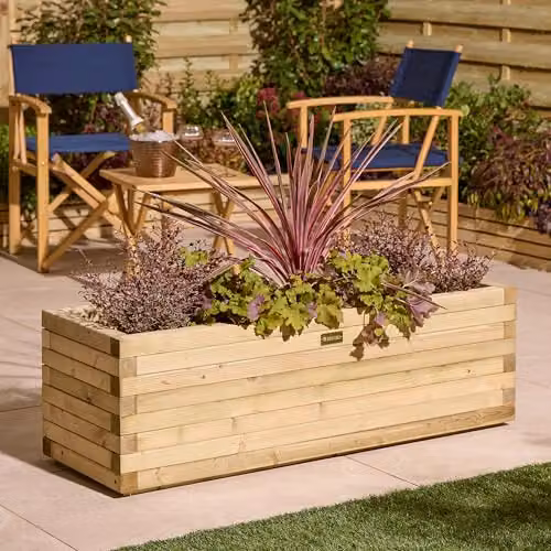 Rowlinson Premier Patio Trough Planter in Brown, W: 120 cm, D: 40 cm, H: 37 cm – 1