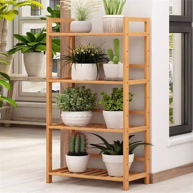 FLAVORA 4-Tier Bamboo Shoe Rack in Brown, Width: 50 cm