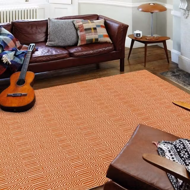 The Rug Shop UK Orange Modern Geometric Handmade Area Rug, W: 200 cm, D: 300 cm