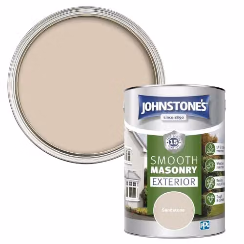 Johnstone's Smooth Masonry Paint in Sand, 5 l – 1